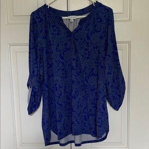 Kim Rogers Women's Blue Paisley Blouse